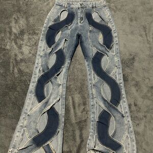 Stylish Blue Cutout Jeans